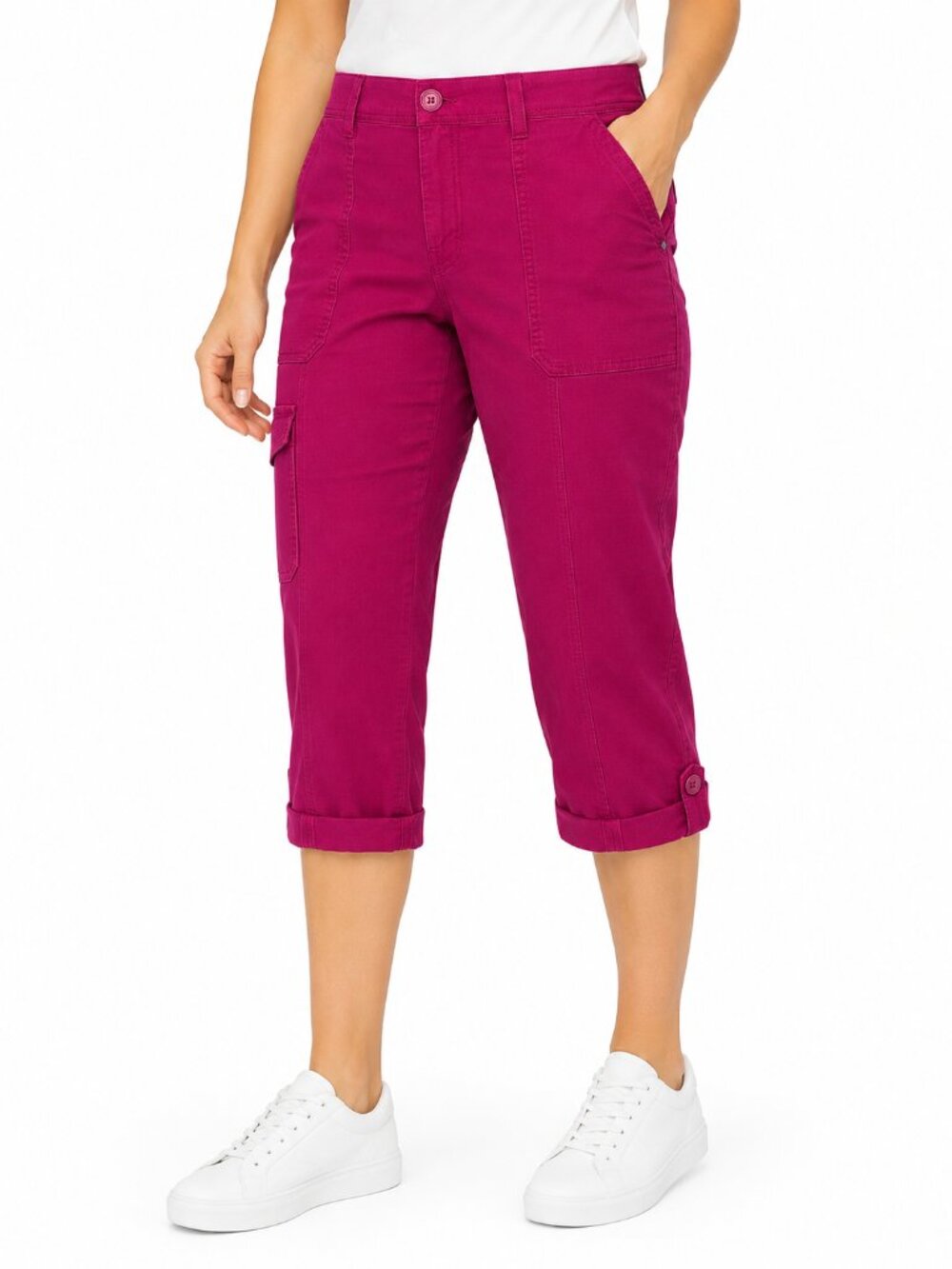 Chico's Fuchsia Pink Crop Cargo Pants Size 1 (8)